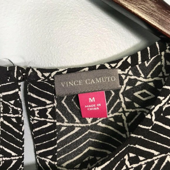 Vince Camuto Women’s Blouse M Medium Black White Geometric Print - Picture 12 of 12